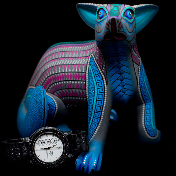 Reloj Alebrije by Tonas Wood Unisex Color Negro Zamná