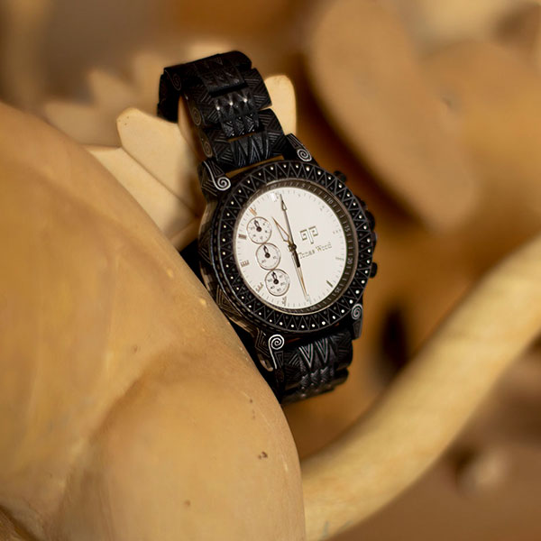 Reloj Alebrije by Tonas Wood Unisex Color Negro Zamná