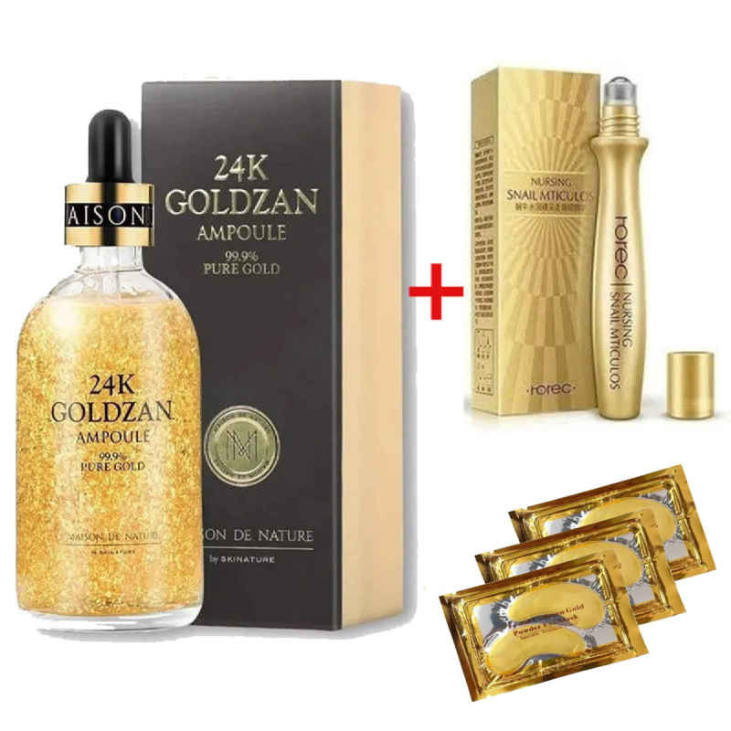 Kit Bioaqua 24k Gold Colageno Acido Hialuroinico más Primer Colageno Gold Skin Suero Facial más regalo
