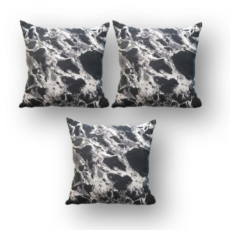 Cojin Decorativo Set de 3 piezas colección tipo Mármol negro, Elegante, Suave, Sala, Recamara, Sofá, Cama en tendencia