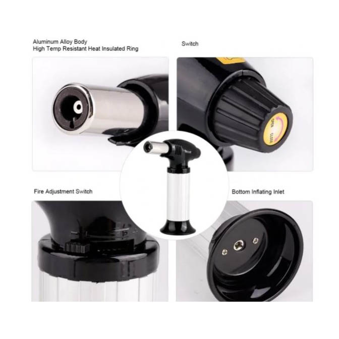 Aleissi Soplete Encendedor tipo Antorcha Recargable para Cocina, Repostería y Postres Sin Gas