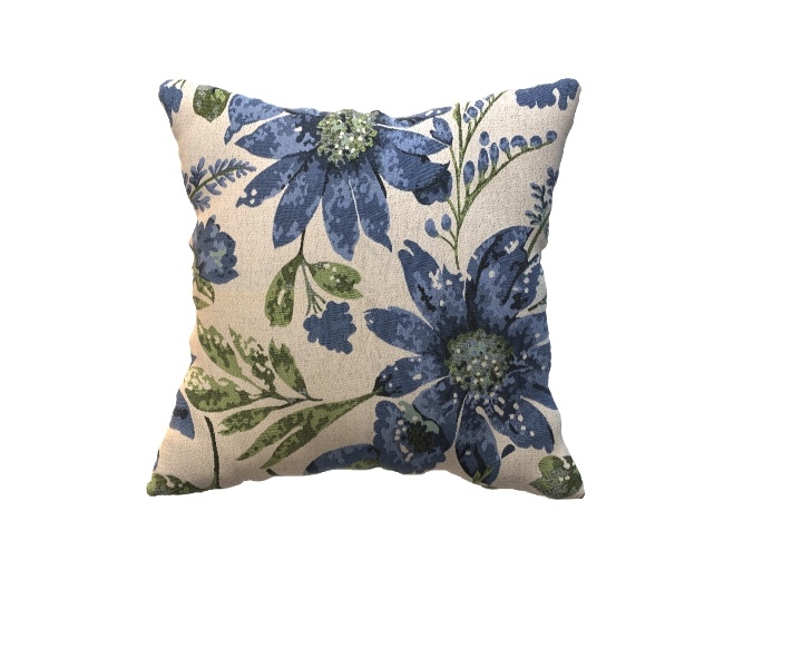 Set de 5 Cojines Decorativos colección Primavera Floral Azul de 50x50 para Sala, Sofá, Recamara, Cama, Suaves y Fáciles de lavar