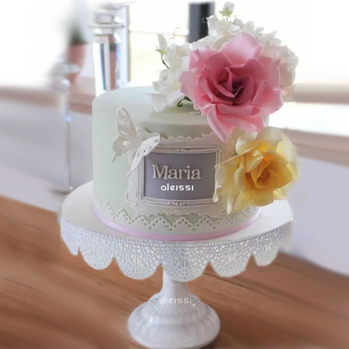 Aleissi Base de Metal, Acero Exhibidor para Pastel Reposteria y Decoración