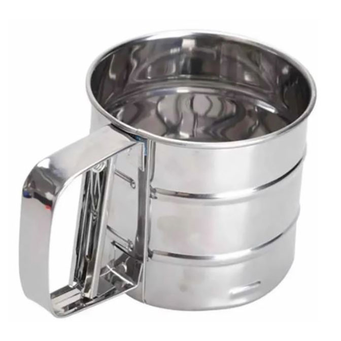 Aleissi Cernidor Harina Tamiz Con Palanca Giratorio de Acero Inoxidable para Reposteria Pastel Decoracion