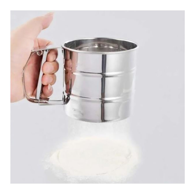 Aleissi Cernidor Harina Tamiz Con Palanca Giratorio de Acero Inoxidable para Reposteria Pastel Decoracion