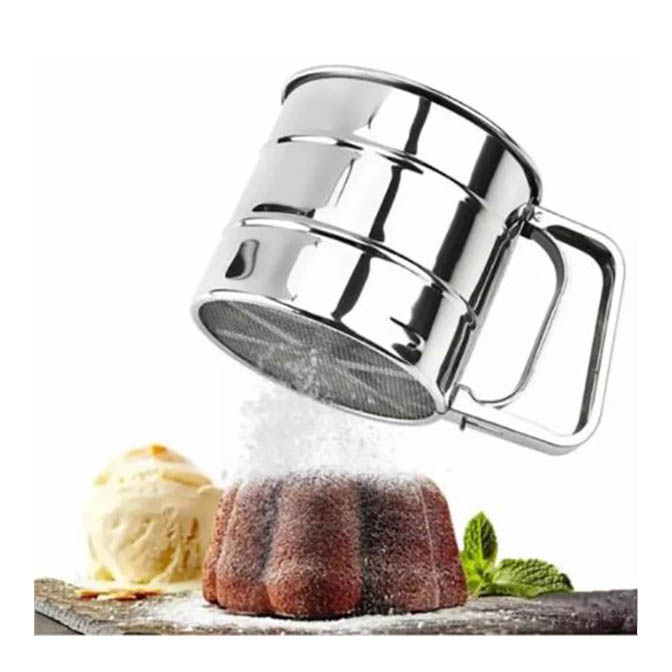 Aleissi Cernidor Harina Tamiz Con Palanca Giratorio de Acero Inoxidable para Reposteria Pastel Decoracion
