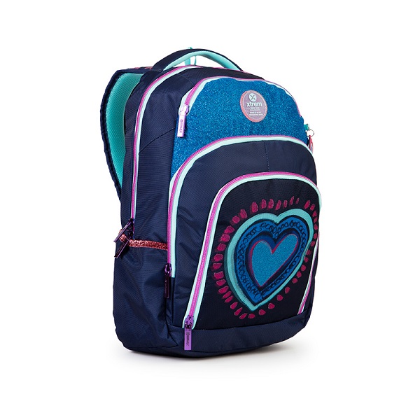 Xtrem Backpack Mochila modelo Soul 058 con impresión Hearts Blue Para Laptop de hasta 15.4 Pulgadas