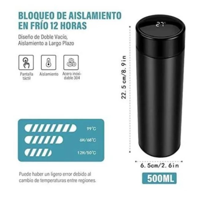 Termo Botella De Agua Inteligente Acero Inoxidable 500ml