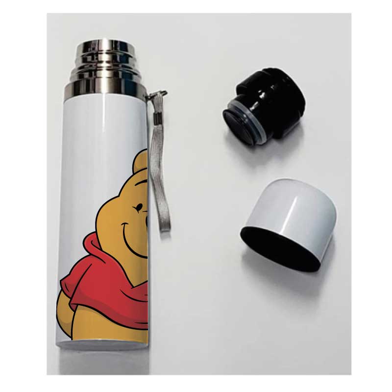 WINNIE THE POOH, TERMO DE ACERO INOXIDABLE TERMICO DOBLE CAPA. (500 ml)