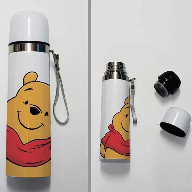 WINNIE THE POOH, TERMO DE ACERO INOXIDABLE TERMICO DOBLE CAPA. (500 ml)
