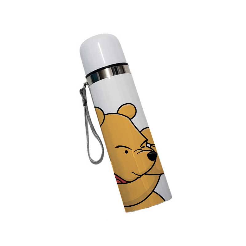 WINNIE THE POOH THINK, TERMO DE ACERO INOXIDABLE TERMICO DOBLE CAPA. (500 ml)
