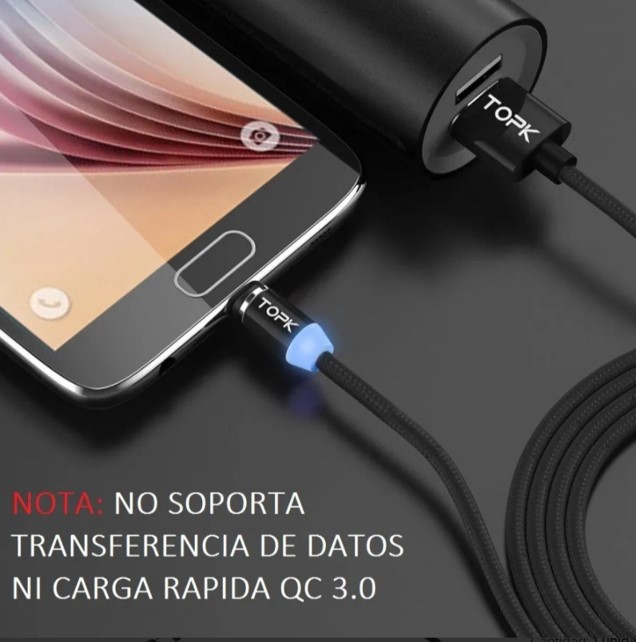 Cable Usb Magnetico Topk En Micro Usb, Tipo C, iPhone, Metro