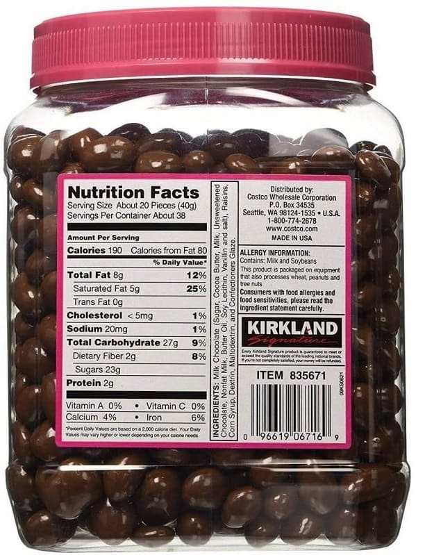 Kirkland Signature - Pasas de chocolate con tapa (1,53 kg)