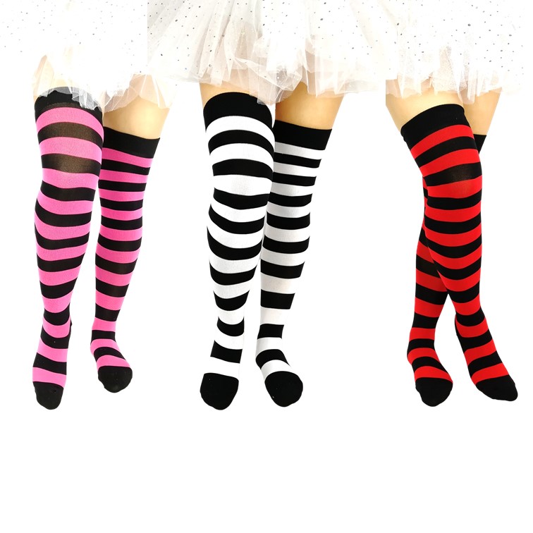 calceta calceta rayada larga bucanera strip lolita disfraz halloween moda japonesa kawaii sexy fetich colores