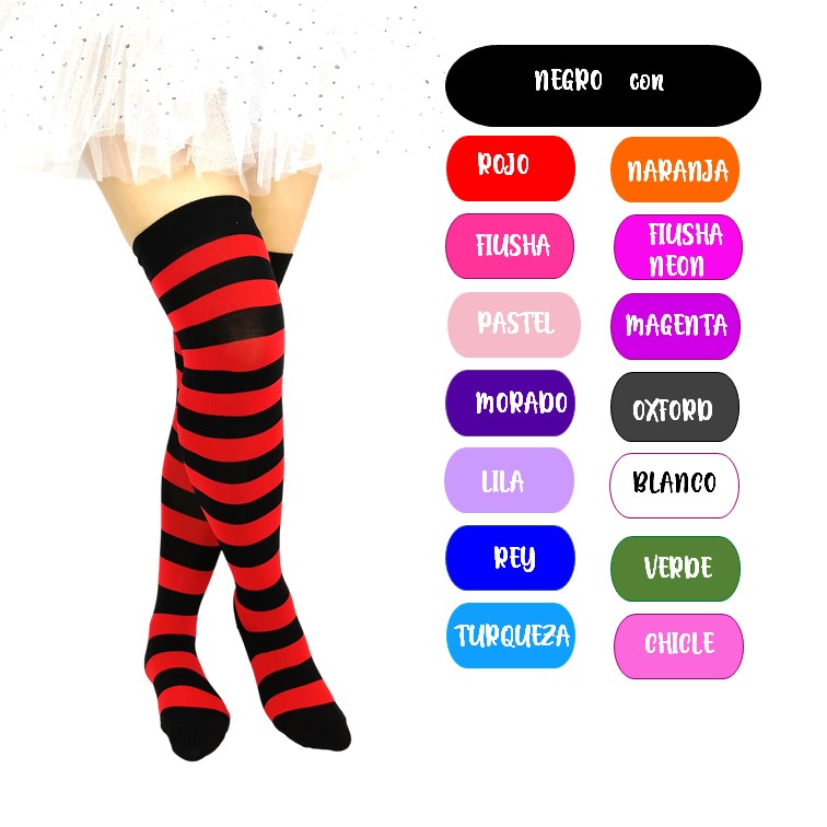 calceta calceta rayada larga bucanera strip lolita disfraz halloween moda japonesa kawaii sexy fetich colores