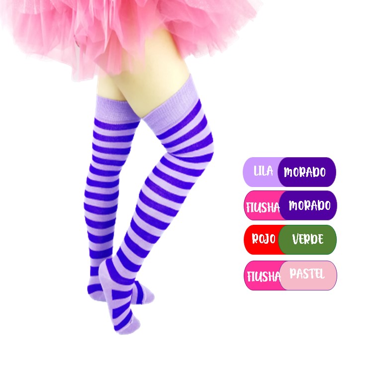 calceta calceta rayada larga bucanera strip lolita disfraz halloween moda japonesa kawaii sexy fetich colores
