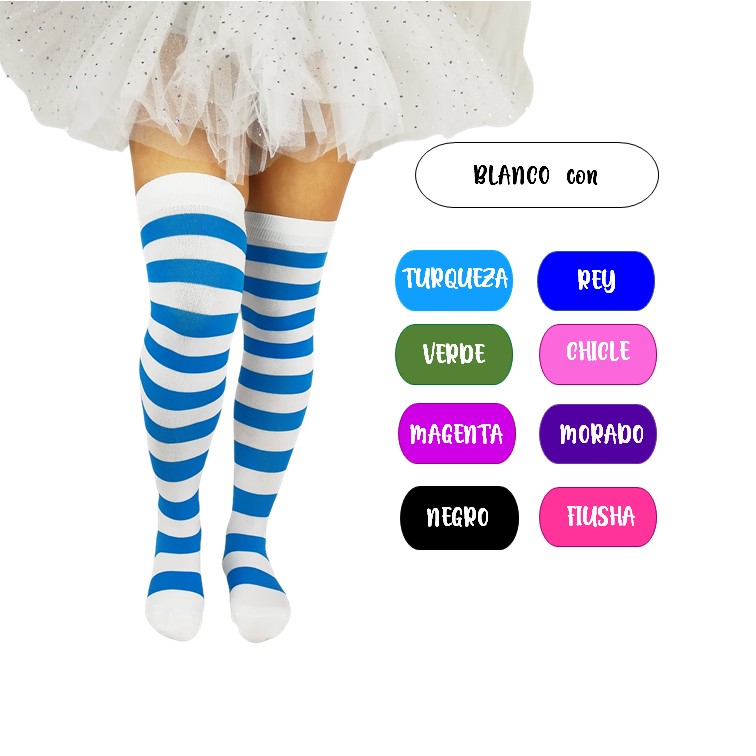 calceta calceta rayada larga bucanera strip lolita disfraz halloween moda japonesa kawaii sexy fetich colores