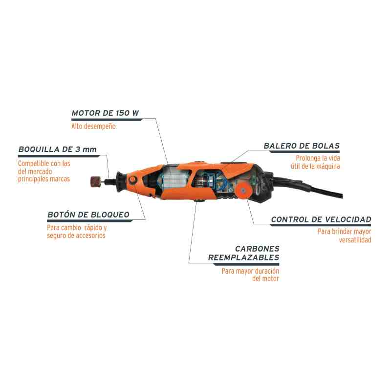 Mini Taladro Multiusos Con Accesorios Y Estuche Moto Tool 
