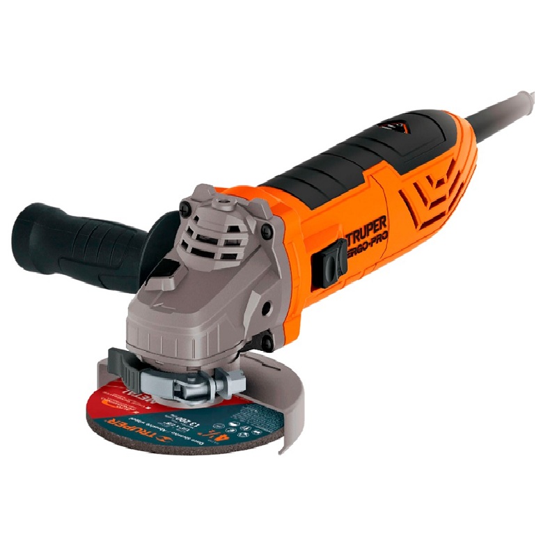 ESMERILADORA ANGULAR CORTADORA PULIDORA ERGO PRO 4-1/2" ANTIFATIGA 800 W PARA AZULEJO -TUBOS DE ACERO CERAMICA TRUPER 