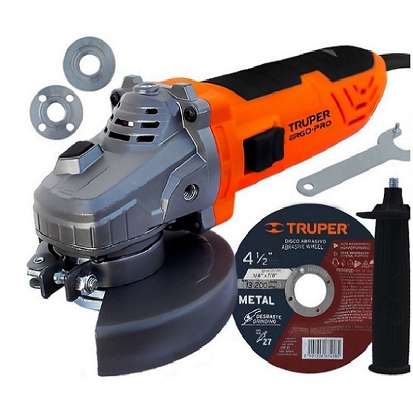 ESMERILADORA ANTIFATIGA-CORTADORA 4-1/2" PULIDORA ACERO-TUBOS -AZULEJO  950 W ERGO-4590 TRUPER 