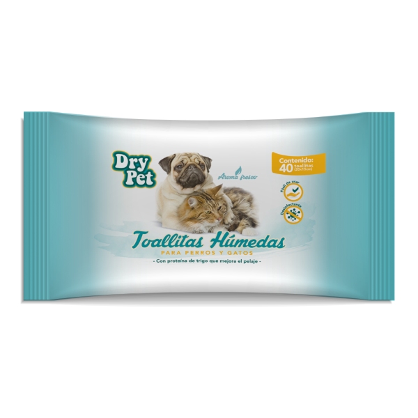 TOALLITAS LIMPIADORAS P/PERRO Y GATO - 40 PZ
