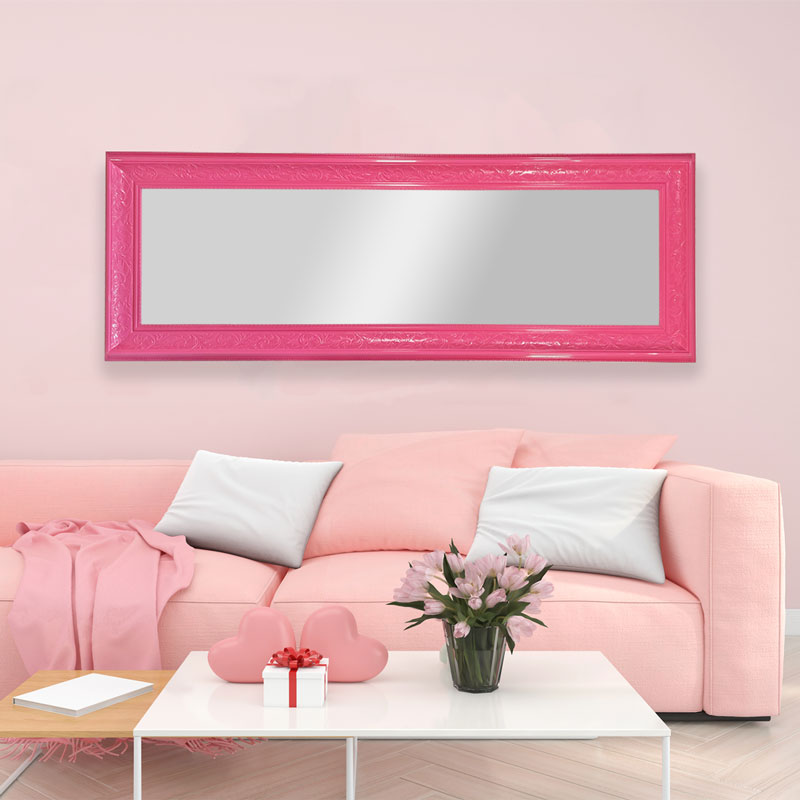 Espejo Cuerpo Completo Color Rosa Intenso Estilo Pop Art Juvenil