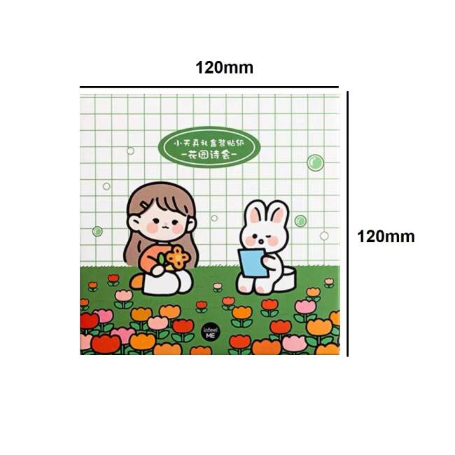 Kawaii Calcomania Estampa Sticker Caja Con 60 Hojas (Verde)
