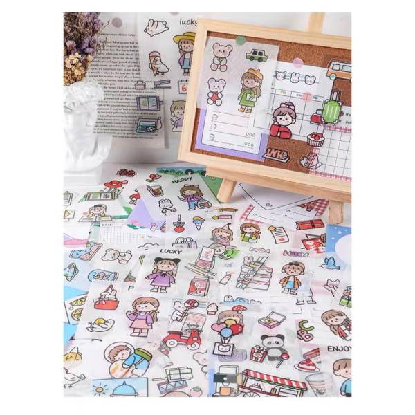 Kawaii Calcomania Estampa Sticker Caja Con 60 Hojas (Verde)