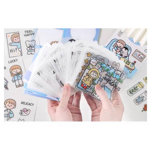 Kawaii Calcomania Estampa Sticker Caja Con 60 Hojas (Verde)