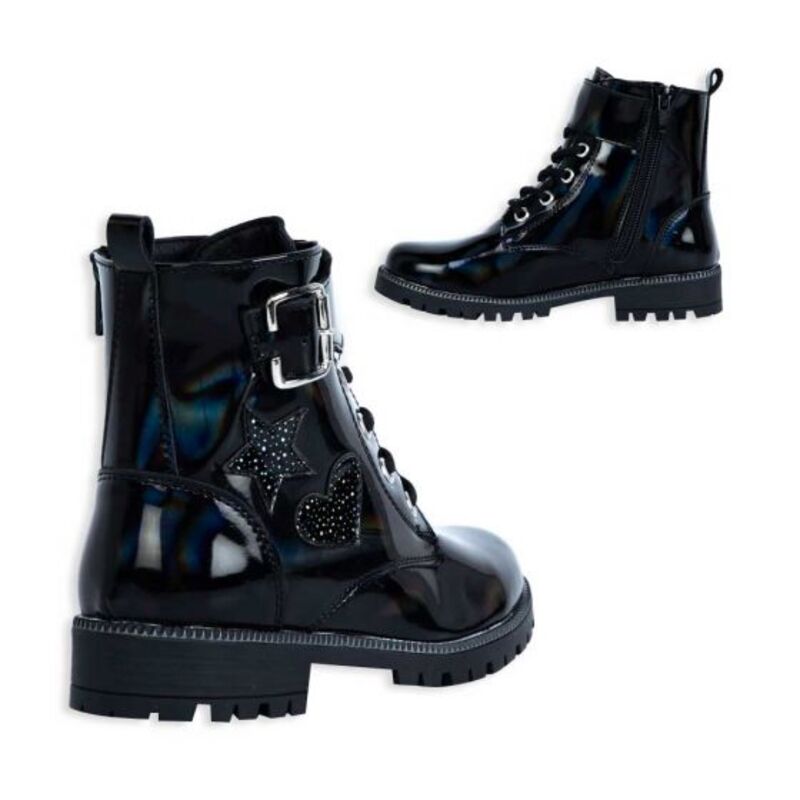 Bota Militar Para Niña Con Corazon Y Estrella 121
