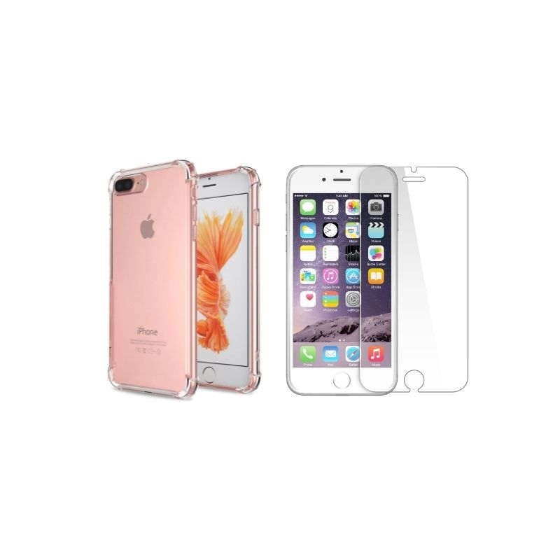 Mica + Funda iPhone 7 Plus Transparente Anti Golpes