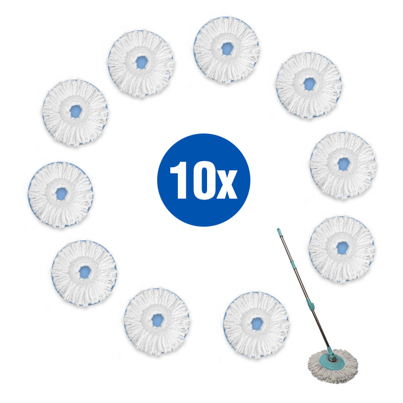 Repuestos Universales 10 Mopas ó Trapeadores De Micro Fibras Ultra Absorbentes Entrada Universal Para Magic - Spin - Betterware - Mop
