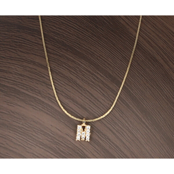 Collar Cadena Ligera Chapa Oro DIAMANTE POLO RIVERA Dije Letra M