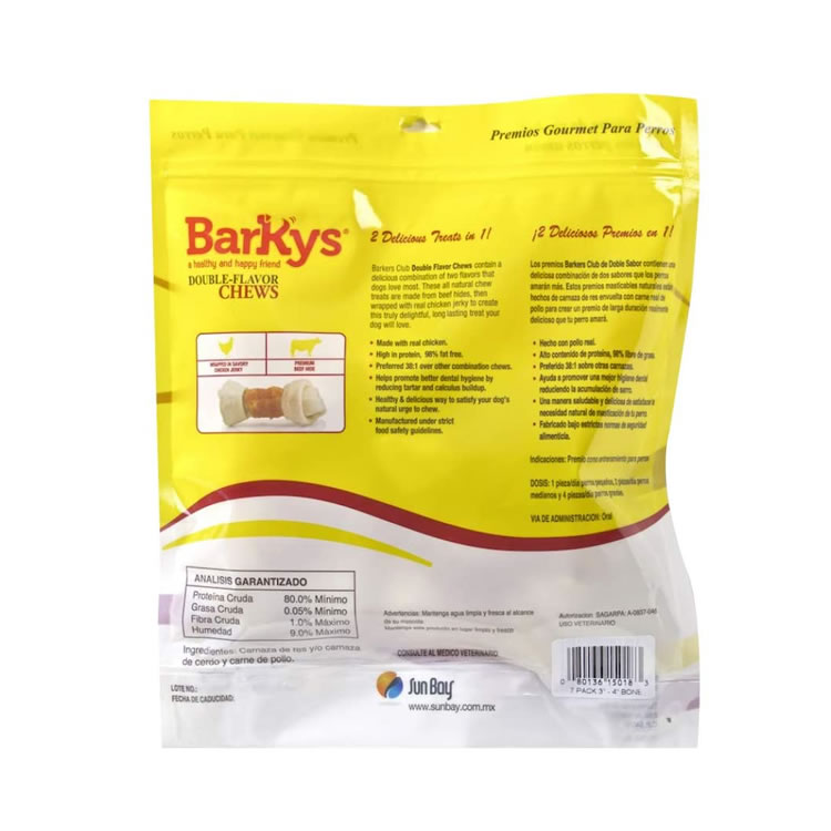 Huesos De Carnaza De Res y Pollo Con 10 Piezas Barky´s 508250 CST