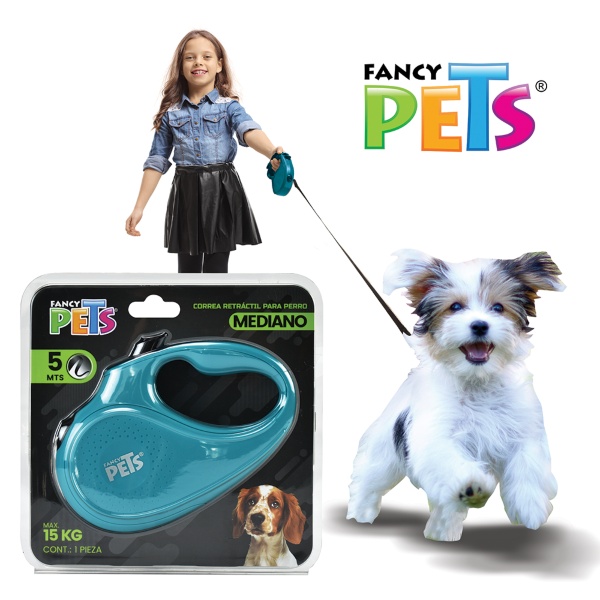 CORREA RETRACTIL PARA PERRO, AQUA