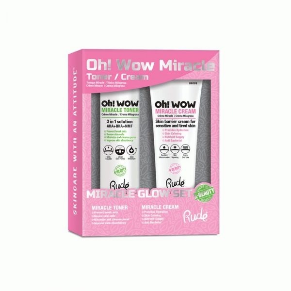 Set Skincare Cuida Facial Tonico Crema Rude Cosmetics.
