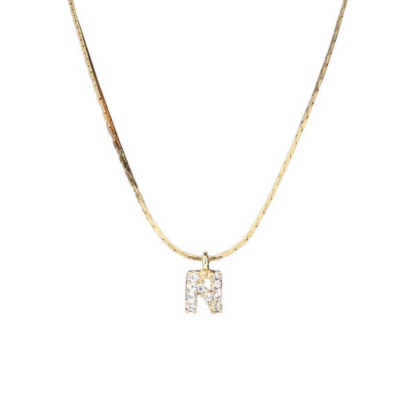 Collar Cadena Ligera Chapa Oro DIAMANTE POLO RIVERA Dije Letra N