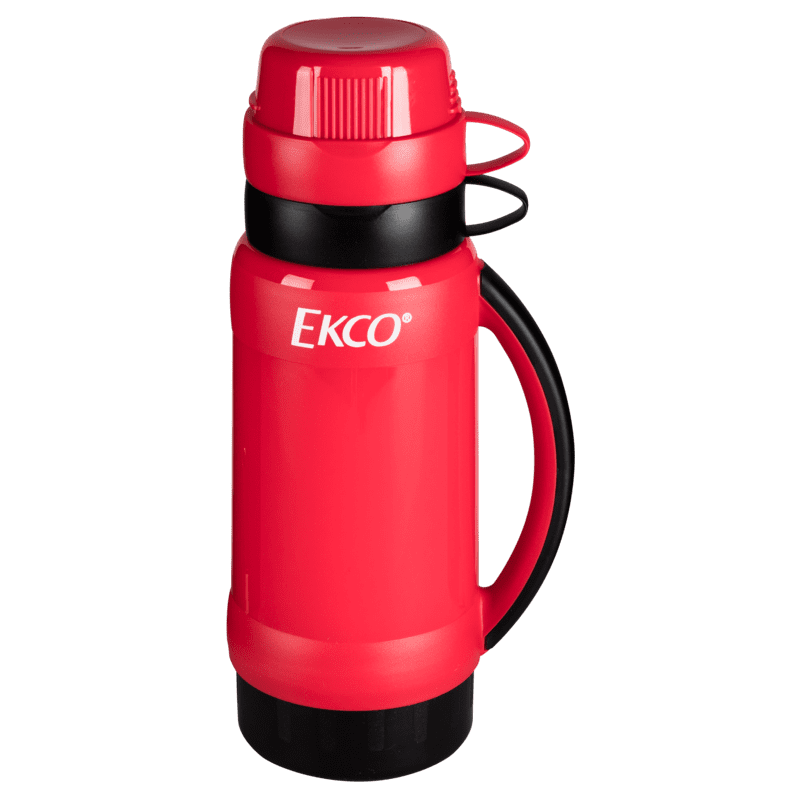 Termo de 1 litro Ekco Lacafetiere de Ampolla de vidrio Color Rojo y negro con Tapa Antiderrame