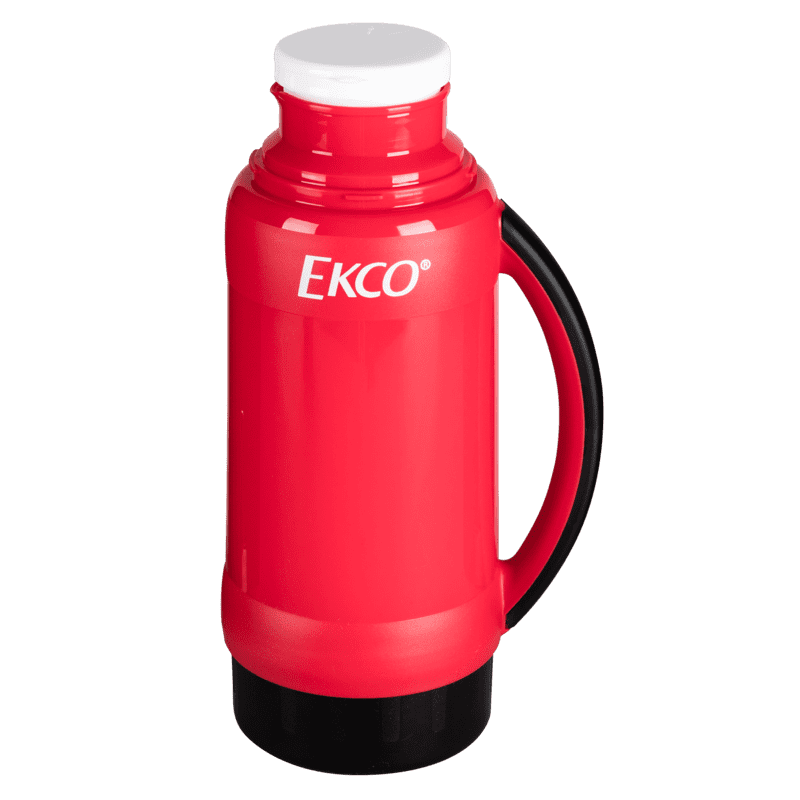 Termo de 1 litro Ekco Lacafetiere de Ampolla de vidrio Color Rojo y negro con Tapa Antiderrame