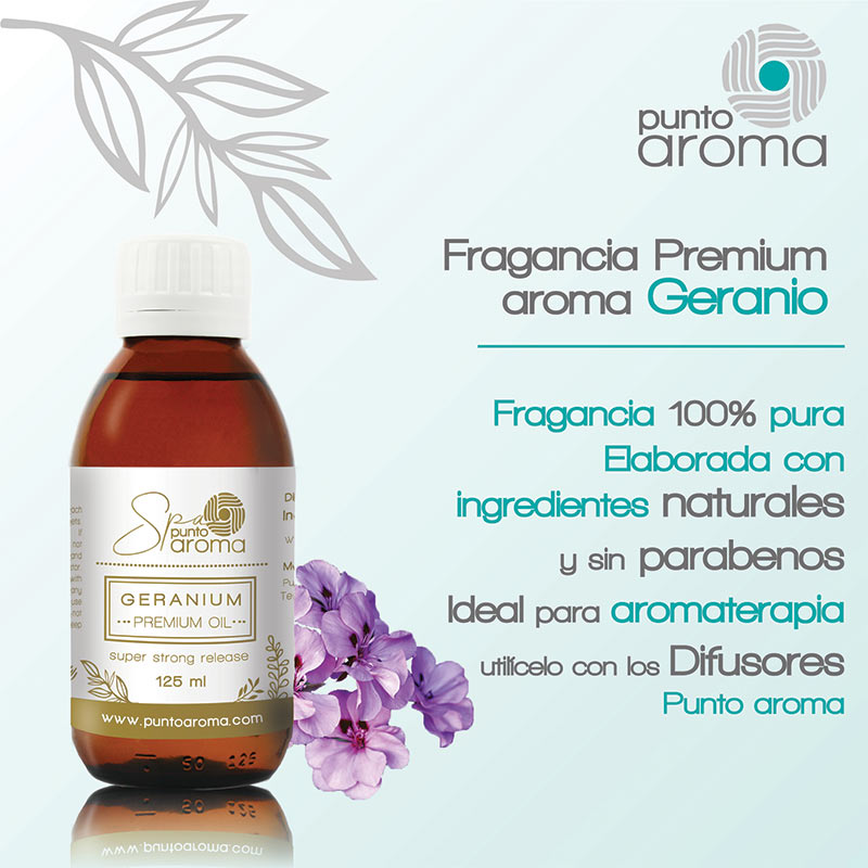 Punto Aroma Fragancia de Geranio, Ideal Para Difusor - 125 ml.