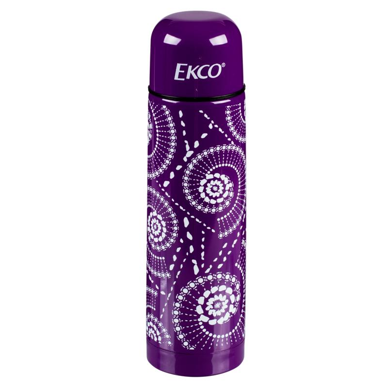 Termo bala espiral de 500 ml. Ekco Classic de Acero inoxidable Color Morado con Tapa Antiderrame