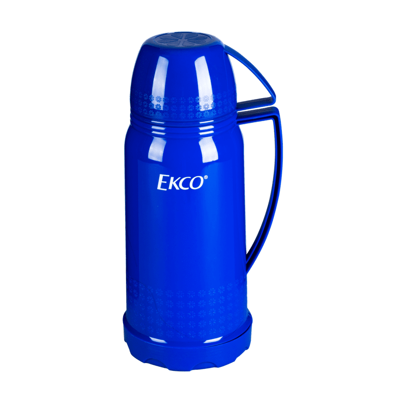Termo de 1 litro Ekco Classic de Ampolla de vidrio Color Azul con Tapa-taza y Tapa anti-derrames