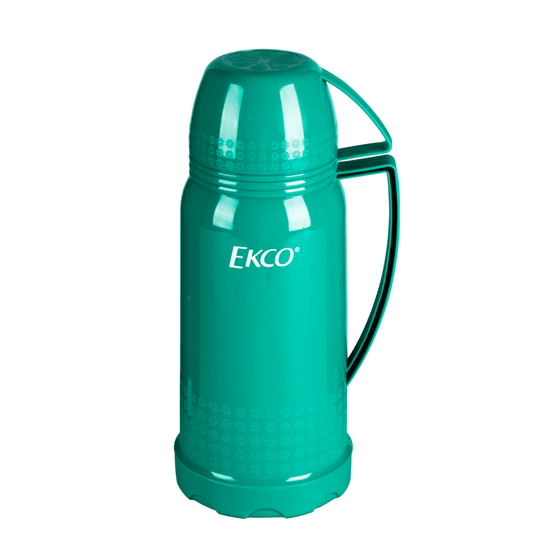 Termo de 1 litro Ekco Classic de Ampolla de vidrio Color Verde turquesa con Tapa-taza y Tapa anti-derrames