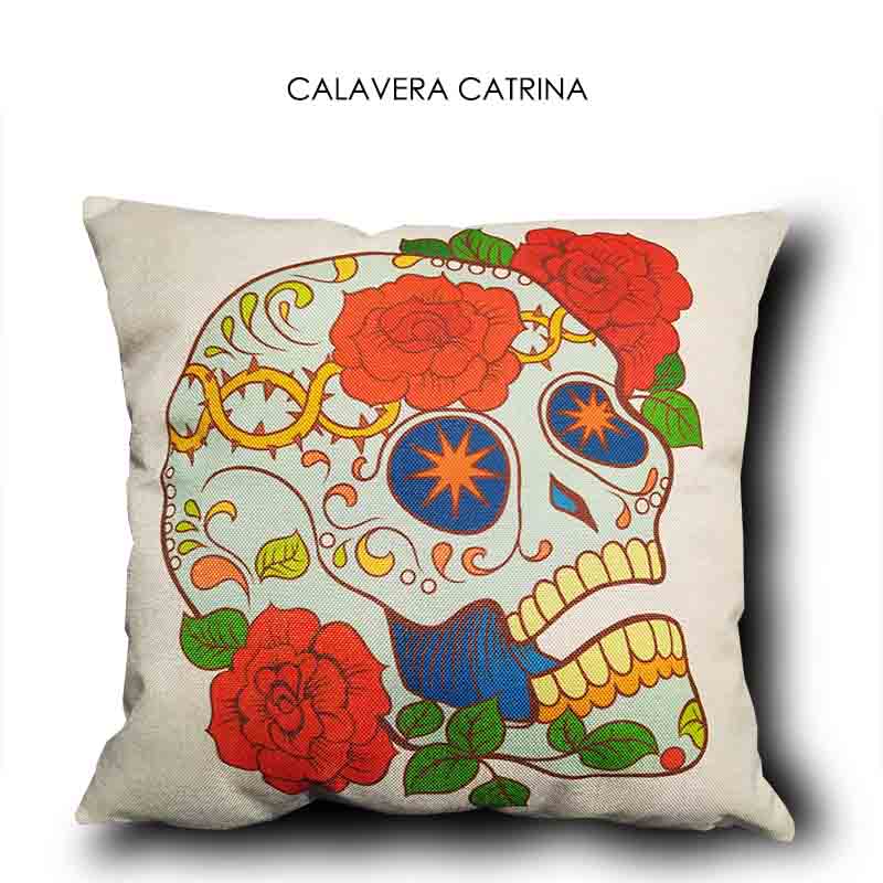 Cojín Decorativo C/Relleno + Funda Interior, Calavera Catrina HOGAR 33