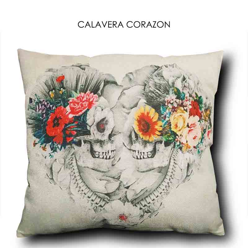 Cojín Decorativo C/Relleno + Funda Interior, Calavera Corazon HOGAR 33