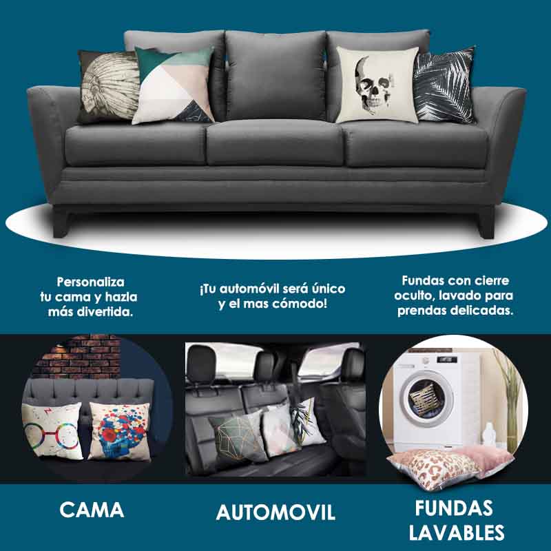 Cojín Decorativo C/Relleno + Funda Interior, Calavera Corazon HOGAR 33