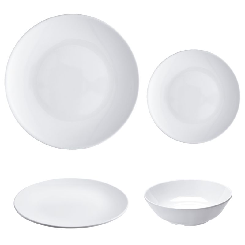 Vajilla de 100% Melamina Fina set de 16 piezas blanco