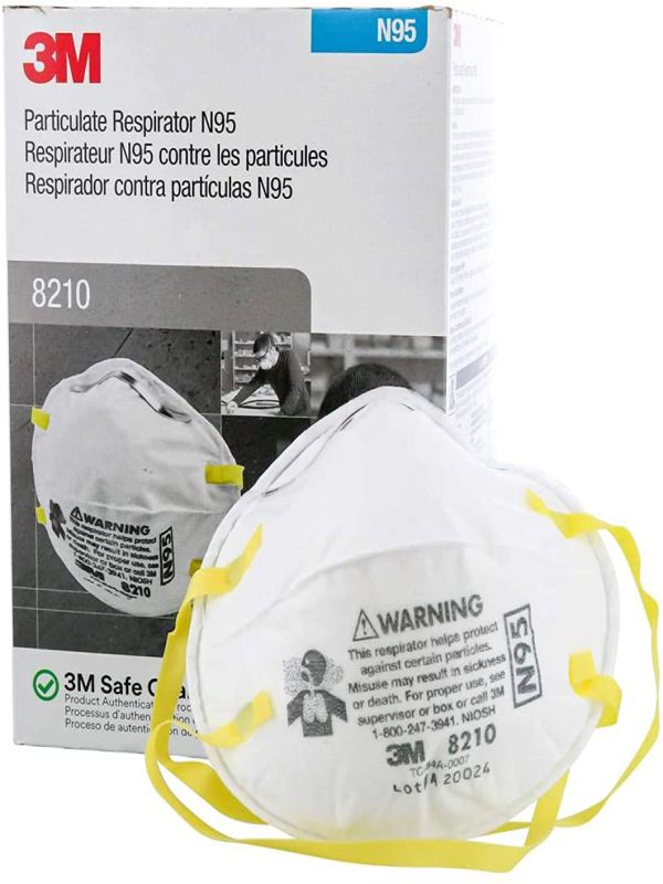 3m N95 8210 Cubrebocas Blanco Standar Copa Caja 20 Pzs