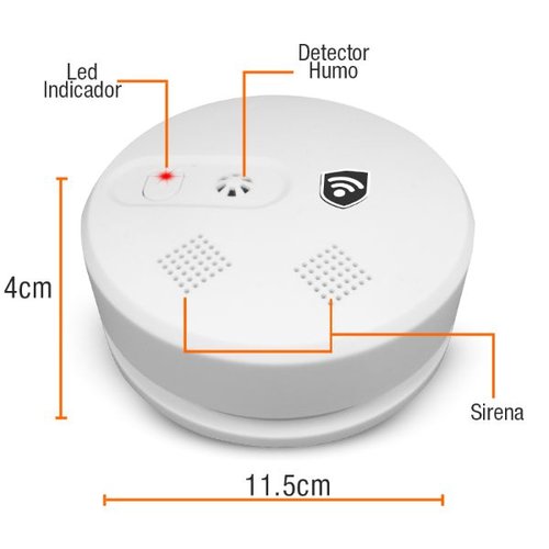 Detector Humo Sensor Inalambrico Alerta Visual Auditiva Alarma Seguridad Casa Negocio