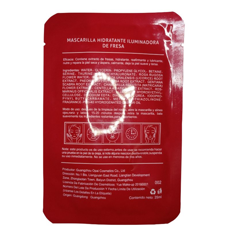Mascarilla facial hidratante iluminadora de Fresa deja la piel suave y tersa